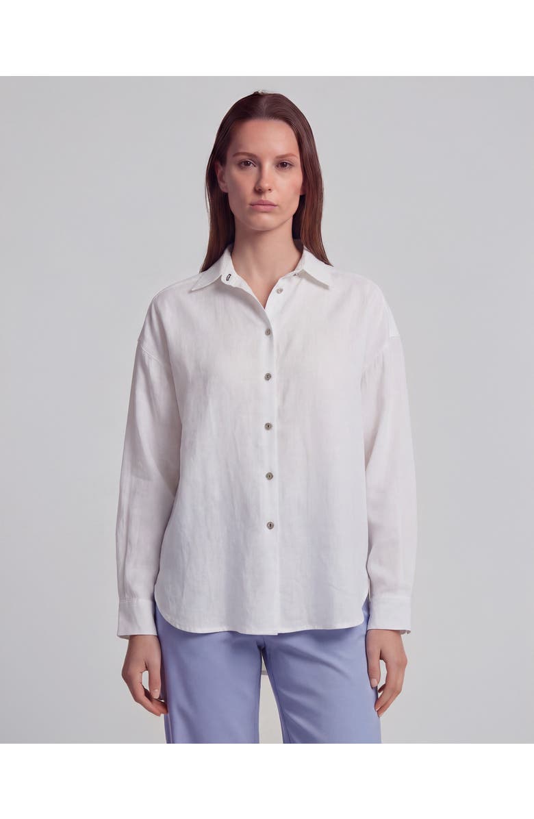 Lords of Harlech Womens Long Sleeve Linen Shirt, Main, color, White