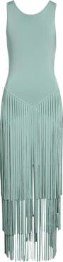 Toccin Jora Drop Waist Fringe Hem Maxi Dress