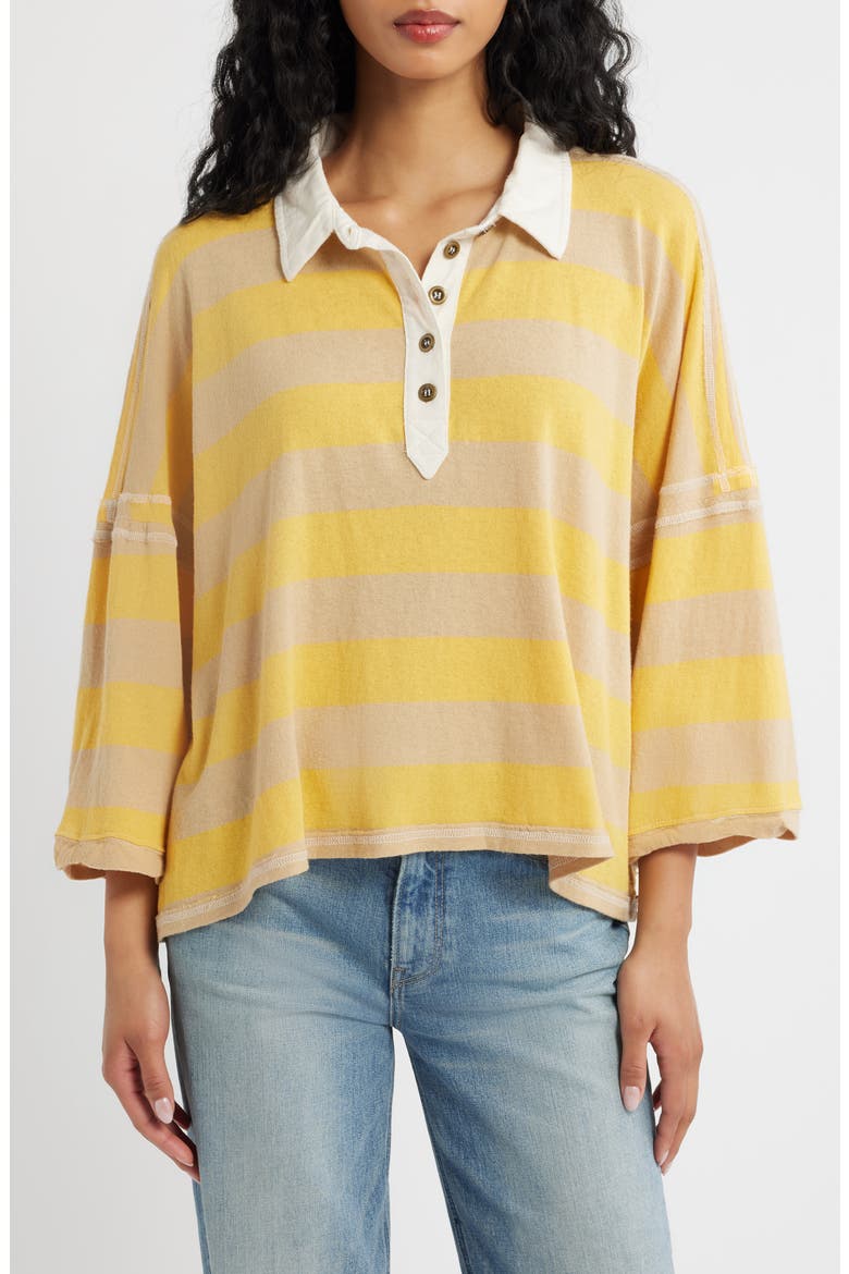 Auggie Stripe Top, Main, color, OAT LATTE/ YELLOW FIN