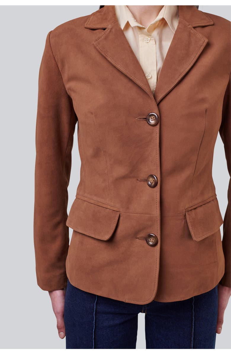 FURNIQ UK Esther Suede Jacket, Alternate, color, Chestnut