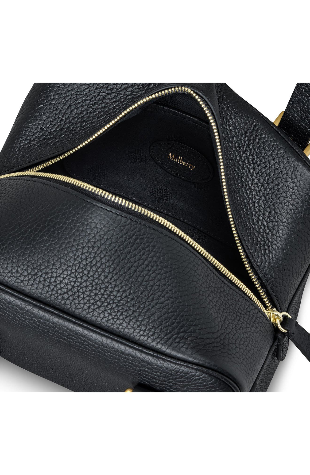 Mulberry Small Boston Heavy Grain Top Handle Bag, Alternate, color, Black