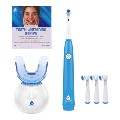 Ultimate Teeth Whitening & Oral Care Bundle LED Whitening Kit, Whitening Strips, & USB Electric Toothbrush