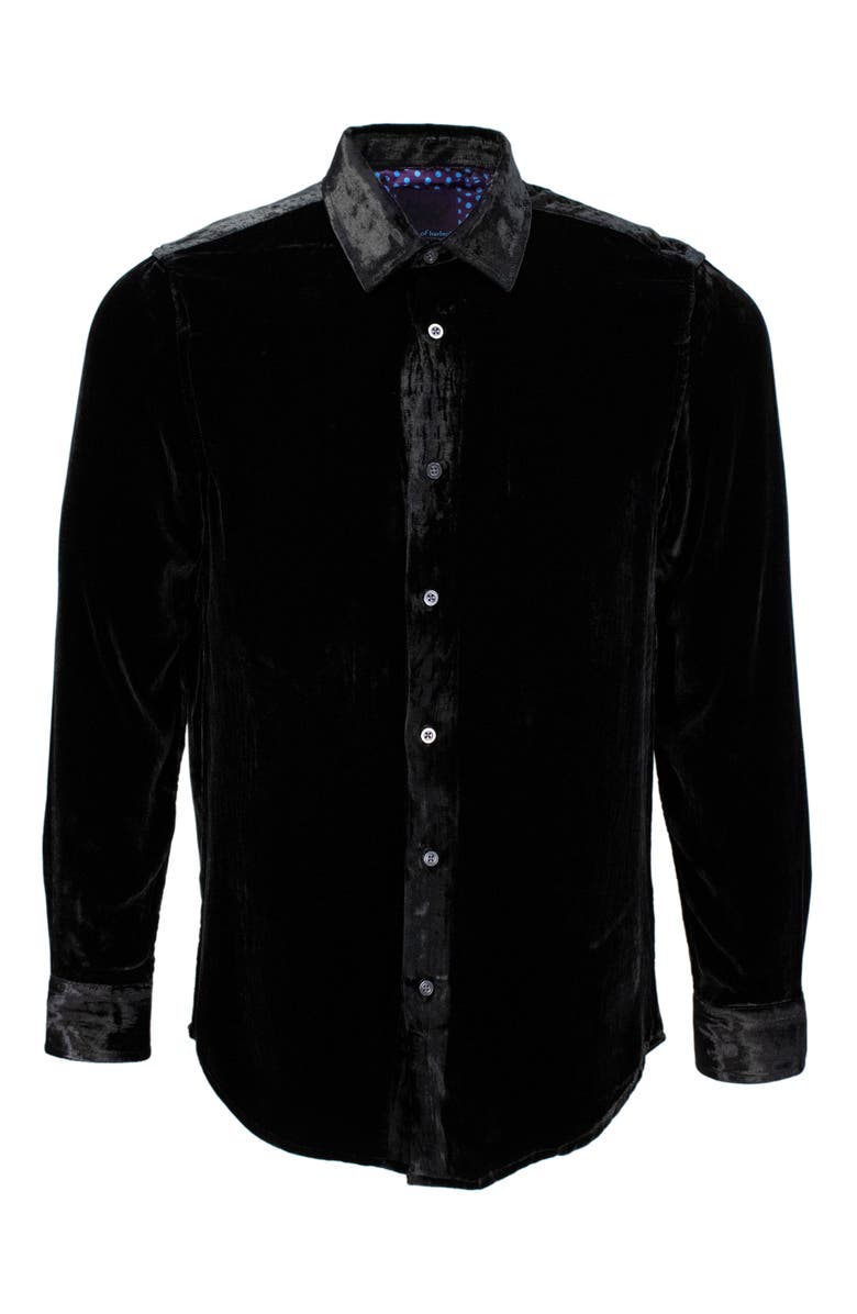 Lords of Harlech Ned Button-Up Velvet Shirt, Main, color, Black