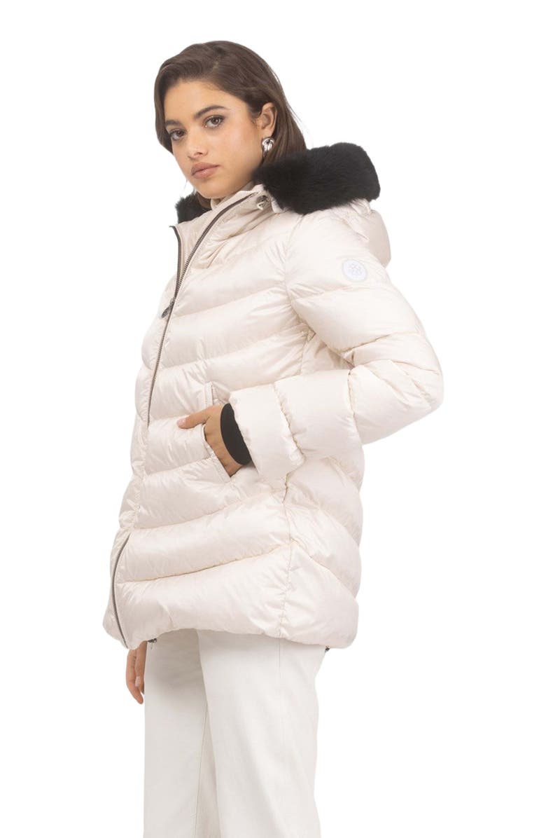 GORSKI Apres-Ski Jacket With Detachable Lamb Hood Trim, Alternate, color, Champagne/Black