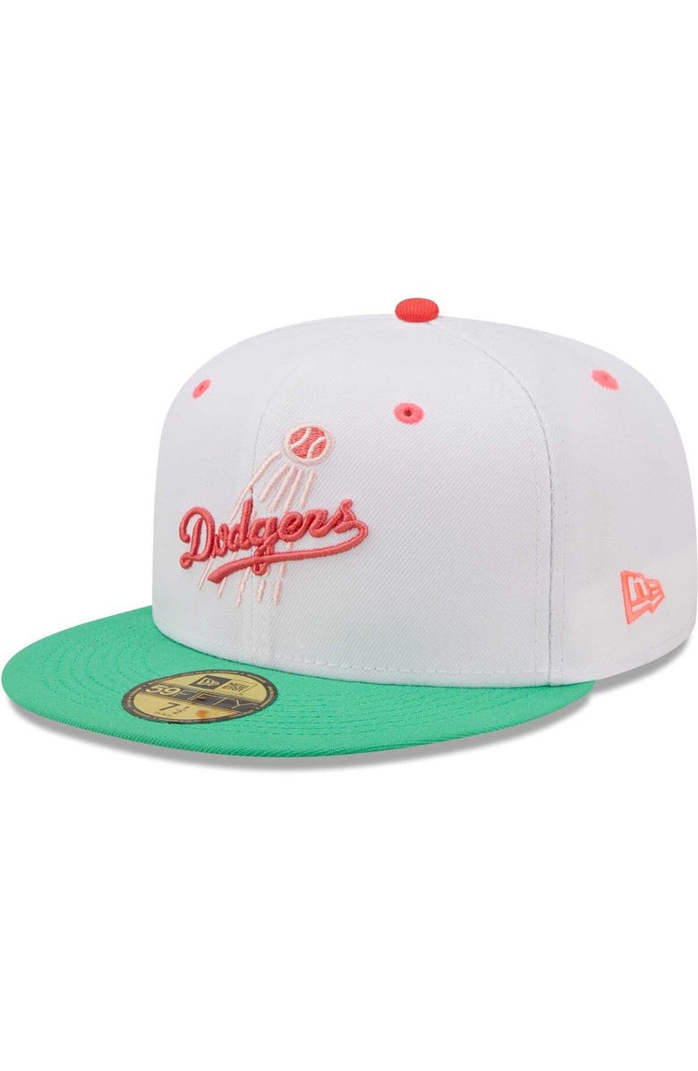 New Era Men's New Era White/Green Los Angeles Dodgers 50th Anniversary in Los Angeles Watermelon Lolli 59FIFTY Fitted Hat, Alternate, color, White
