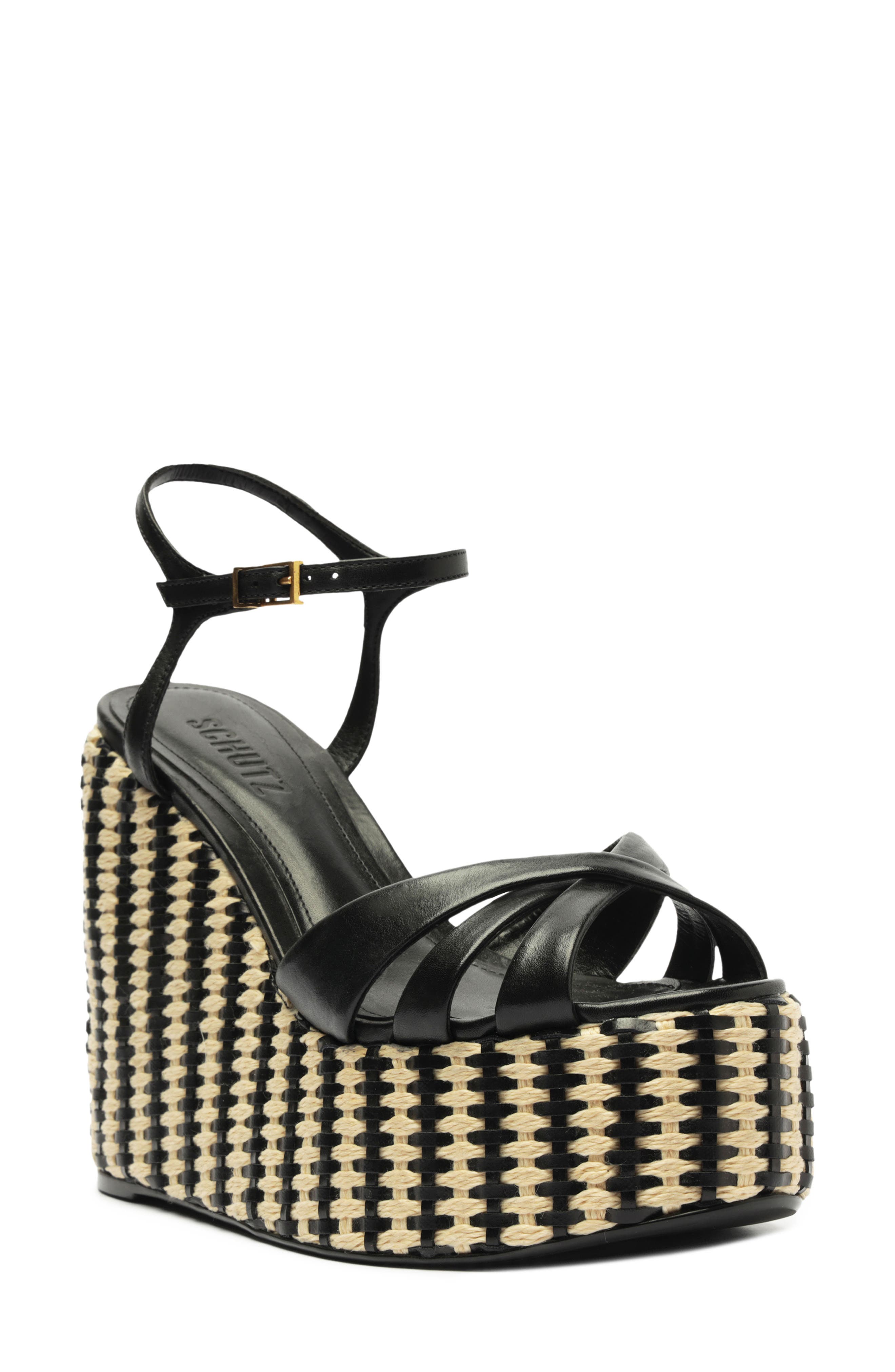 Schutz Keefa Ankle Strap Platform Wedge Sandal, Main, color, 