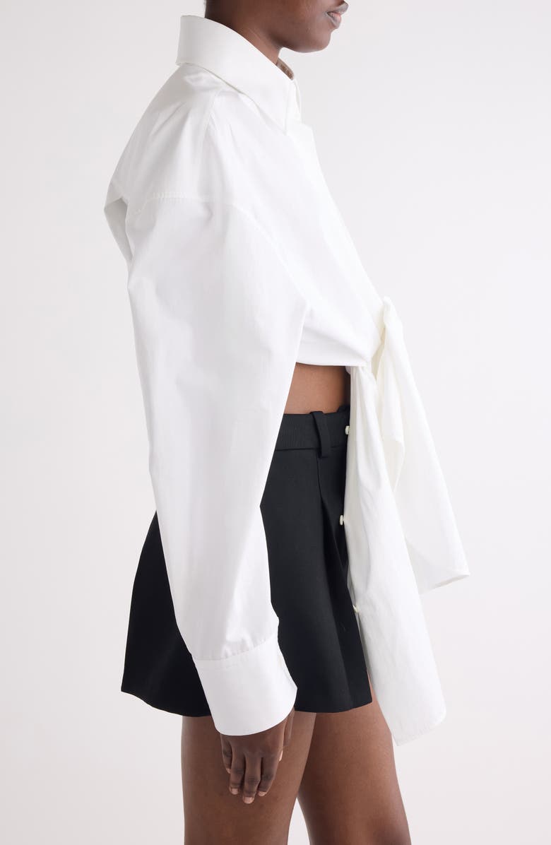 Givenchy High Low Tie Front Poplin Button-Up Shirt, Alternate, color, White