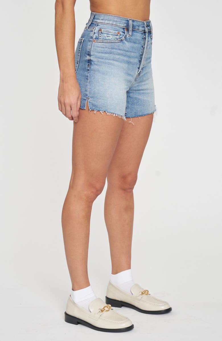 DAZE Bottom Line Distressed Cutoff Denim Shorts, Alternate, color, Dancefloor