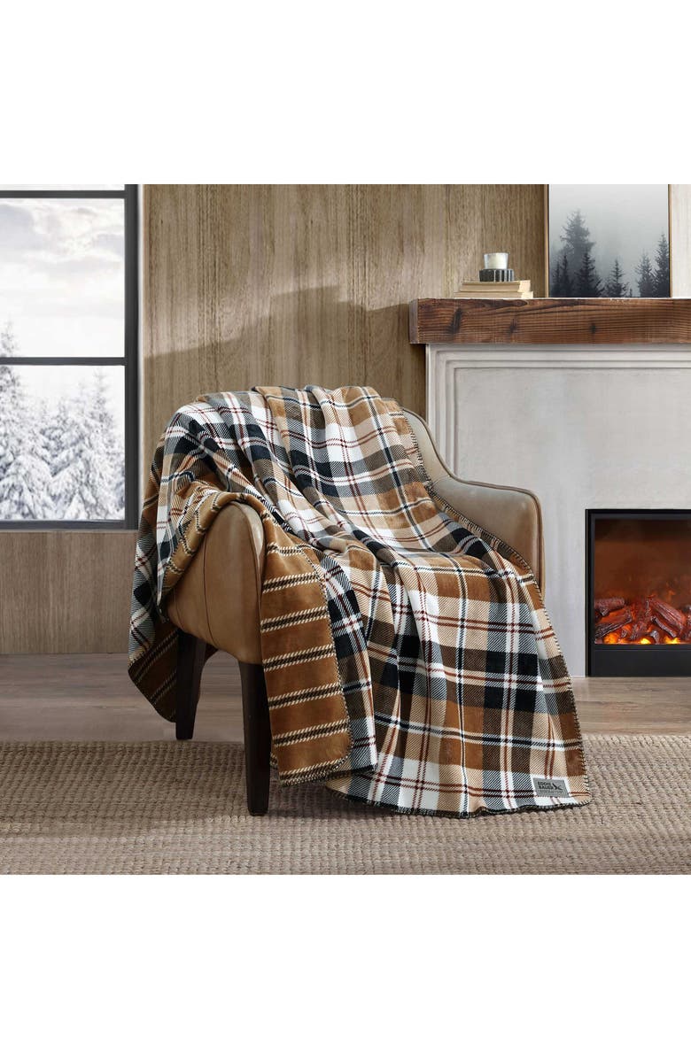 Eddie Bauer Trailhead Plaid Throw Blanket, Alternate, color, Dark Beige
