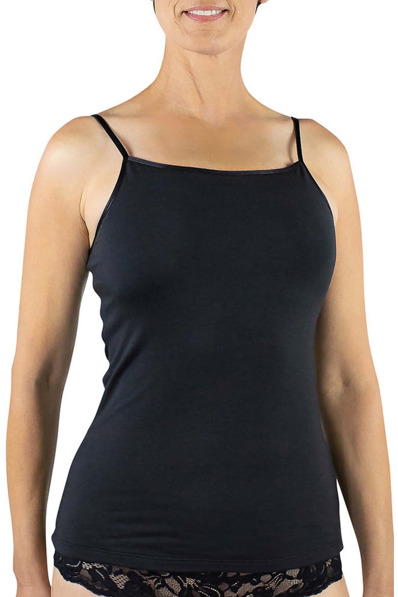 Maia Camisole with Optional Internal Drain Pockets, Main, color, BLACK