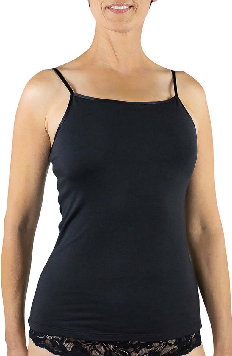 Everviolet Maia Camisole with Optional Internal Drain Pockets, Main, color, Black