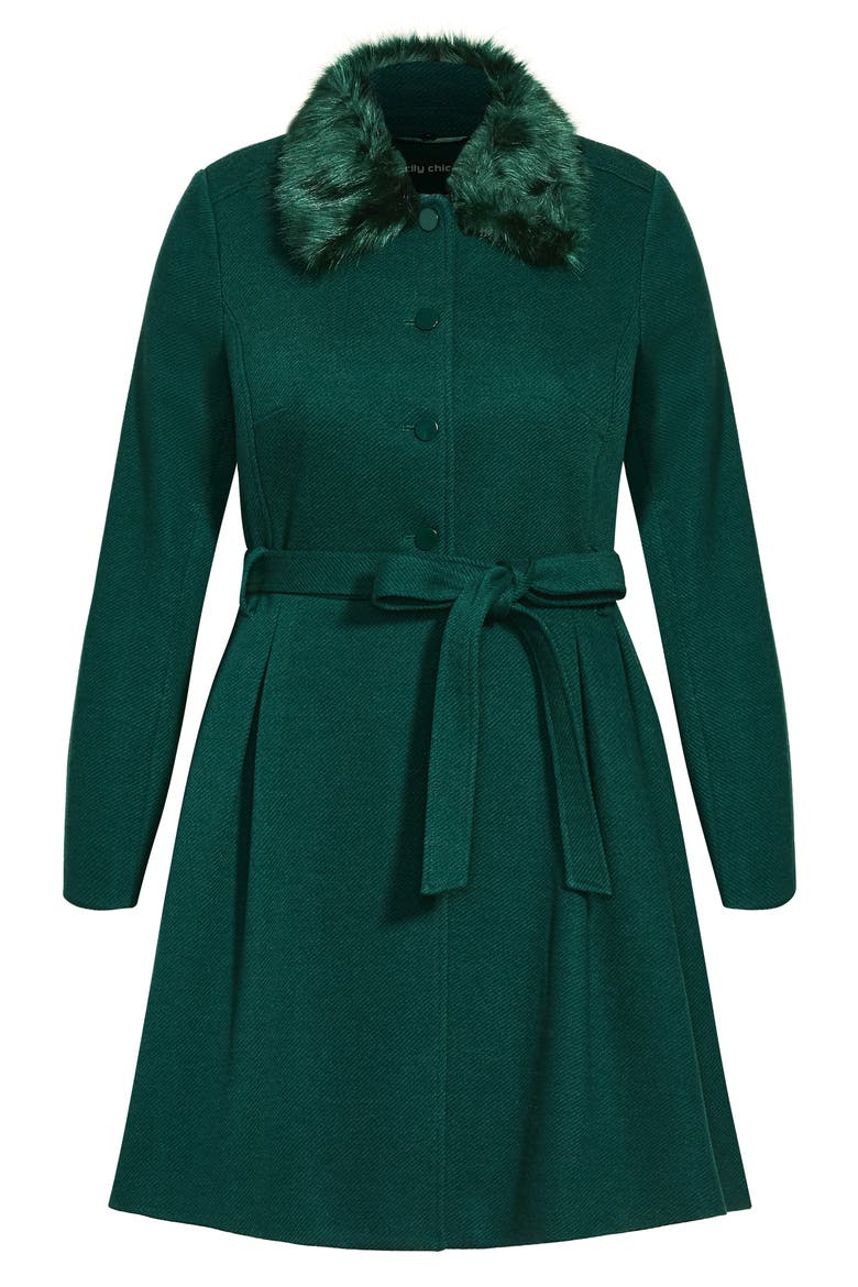 Rosemary Faux Fur Collar Coat, Alternate, color, JADE