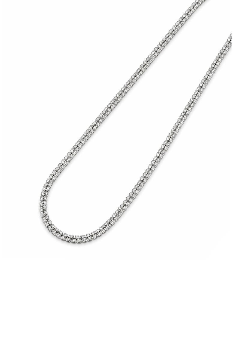 Two Row Ice Chain Necklace, Alternate, color, RHODIUM PLATED