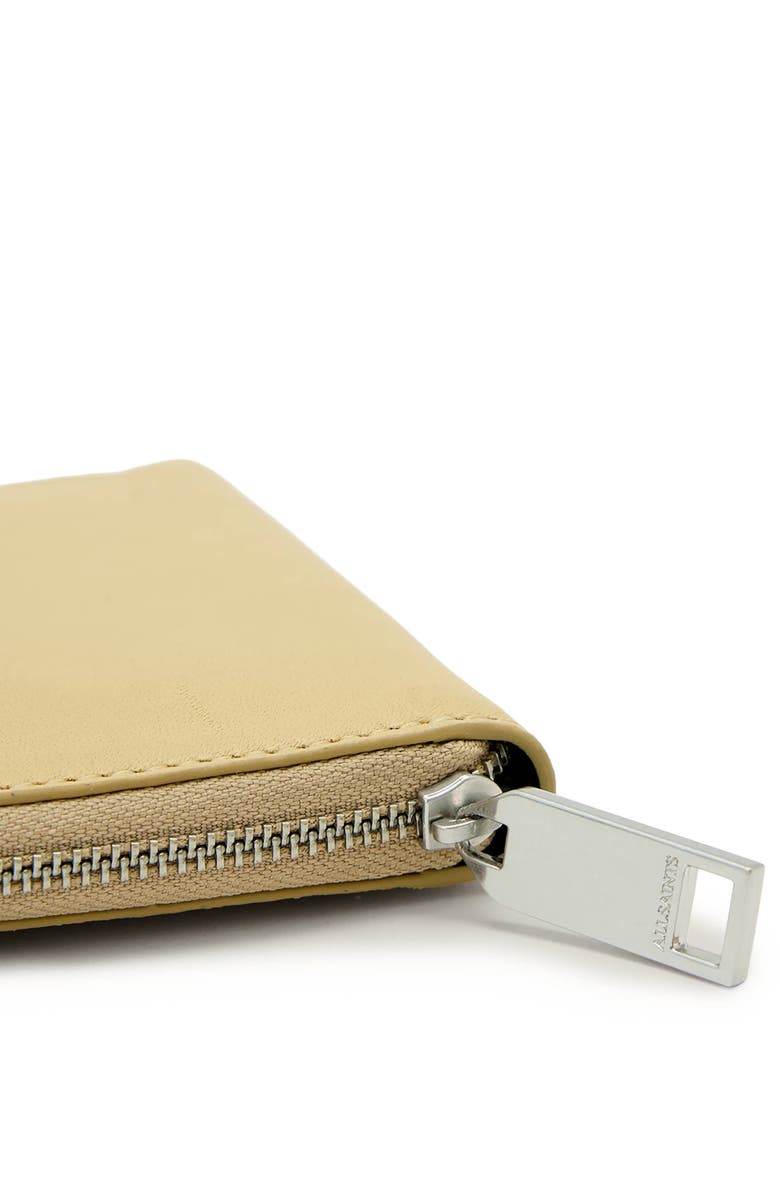 AllSaints Lena Hex Leather Zip Wallet, Alternate, color, Mellow Yellow