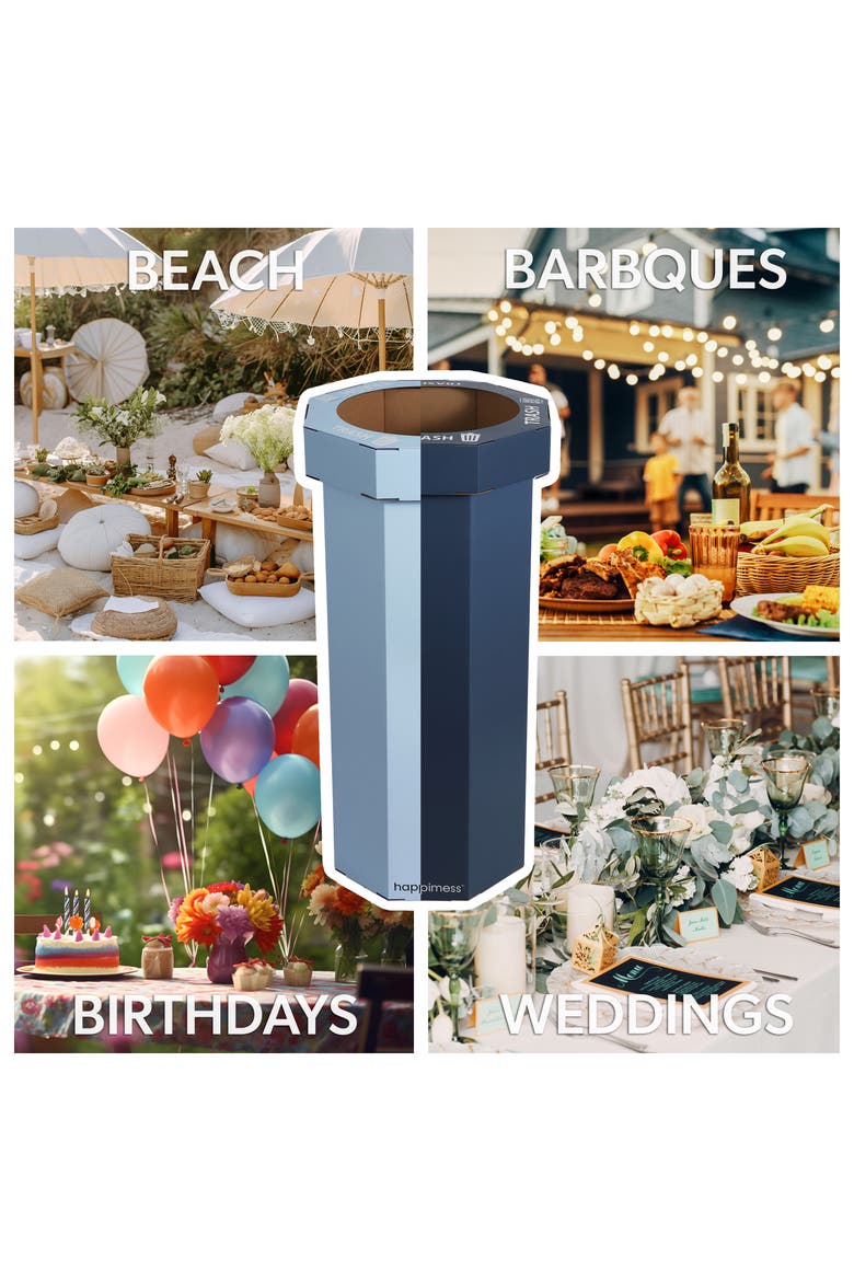 Fleur Traditional Classic Disposable Corrugated Cardboard Event Trash Can and Recycling Bin, Alternate, color, Black Cotton White