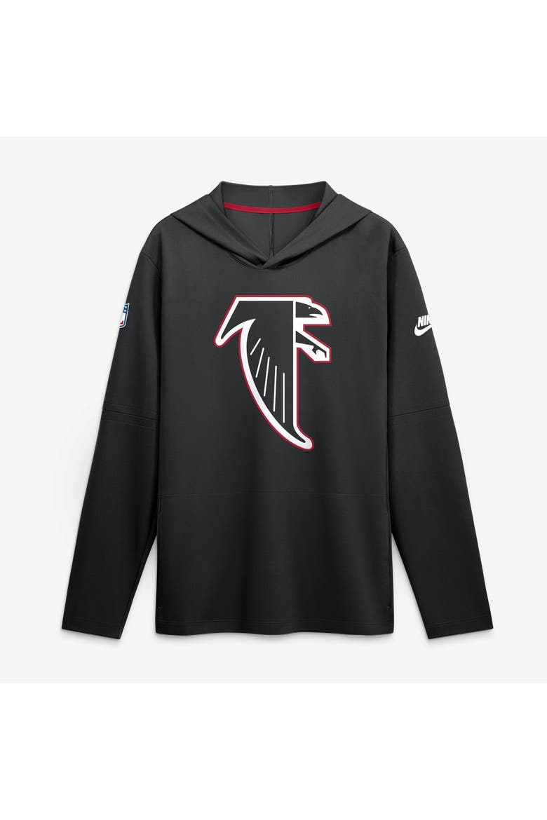 Men's Nike Black Atlanta Falcons Sideline Alternate Lightweight Long Sleeve Hooded Dri-FIT T-Shirt, Main, color, Black