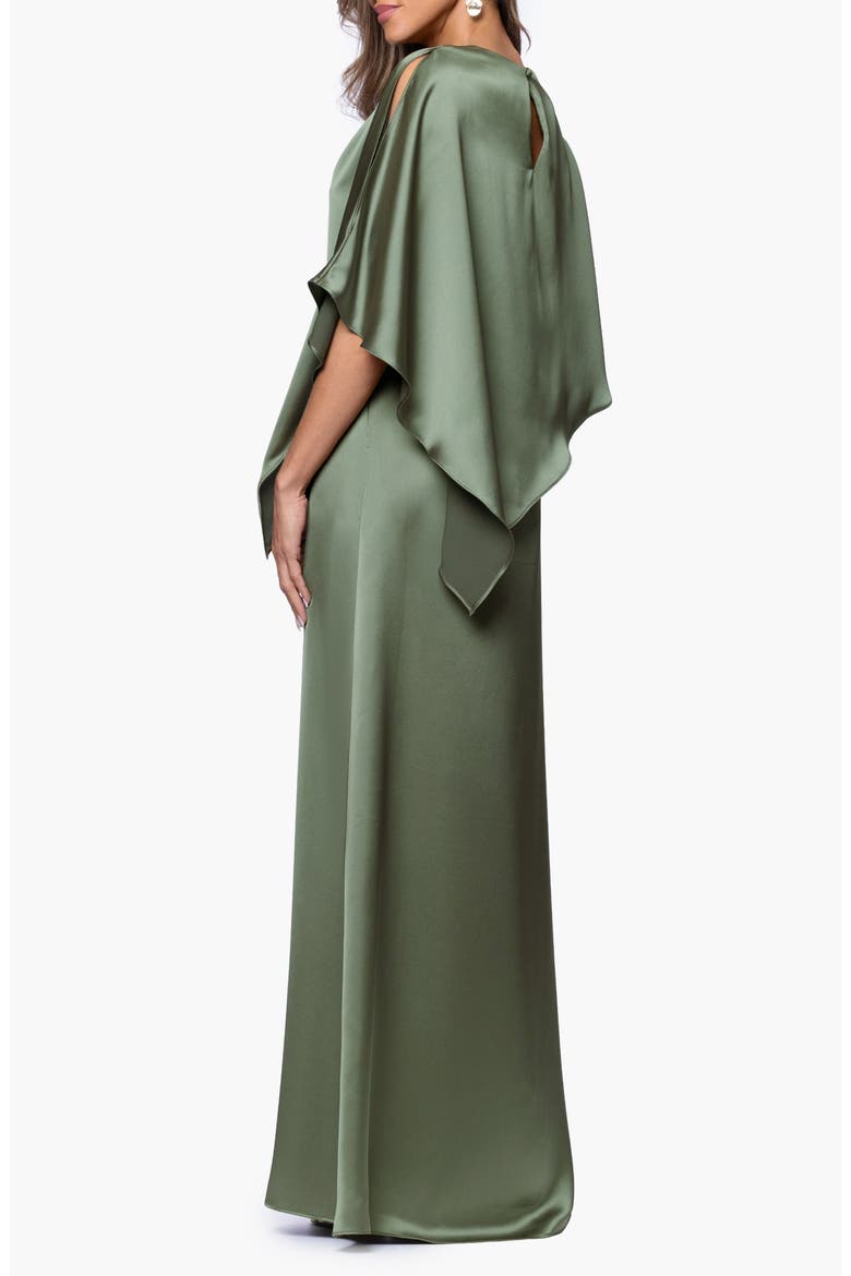 Overlay Detail Satin Gown, Alternate, color, OLIVE