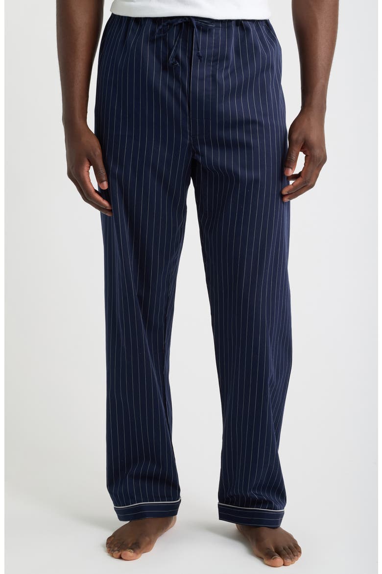Chalkstriped Sateen Pajamas, Alternate, color, NAVY