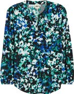 AK ANNE KLEIN Floral Split Neck Top