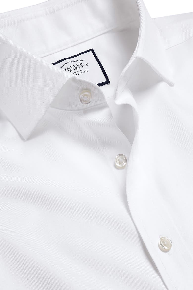 Non-Iron Twill Cutaway Slim Fit Shirt Double Cuff, Alternate, color, WHITE