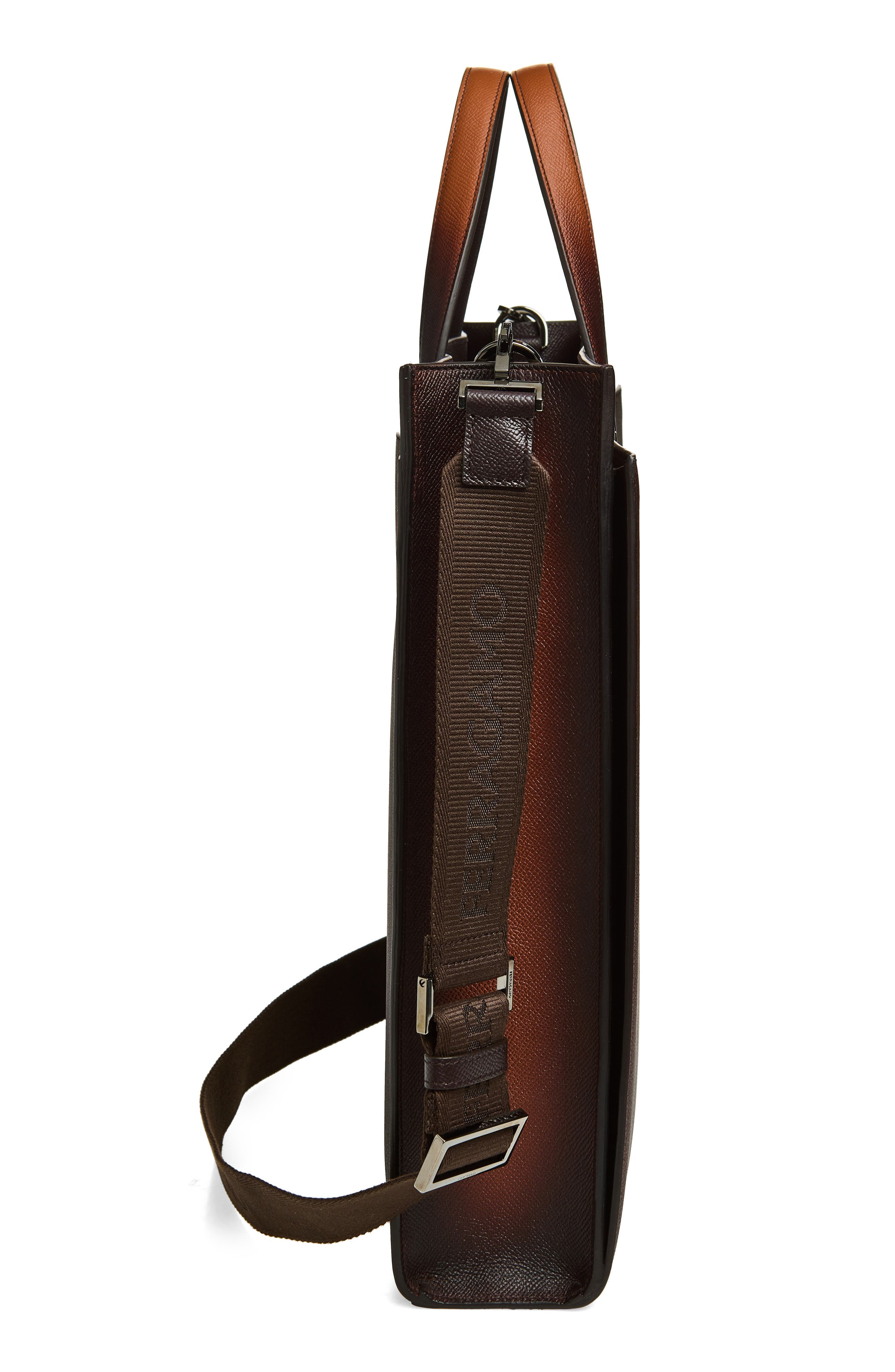 FERRAGAMO Trading Gancio Leather Tote, Alternate, color, New Cognac Testa Di Moro Dark