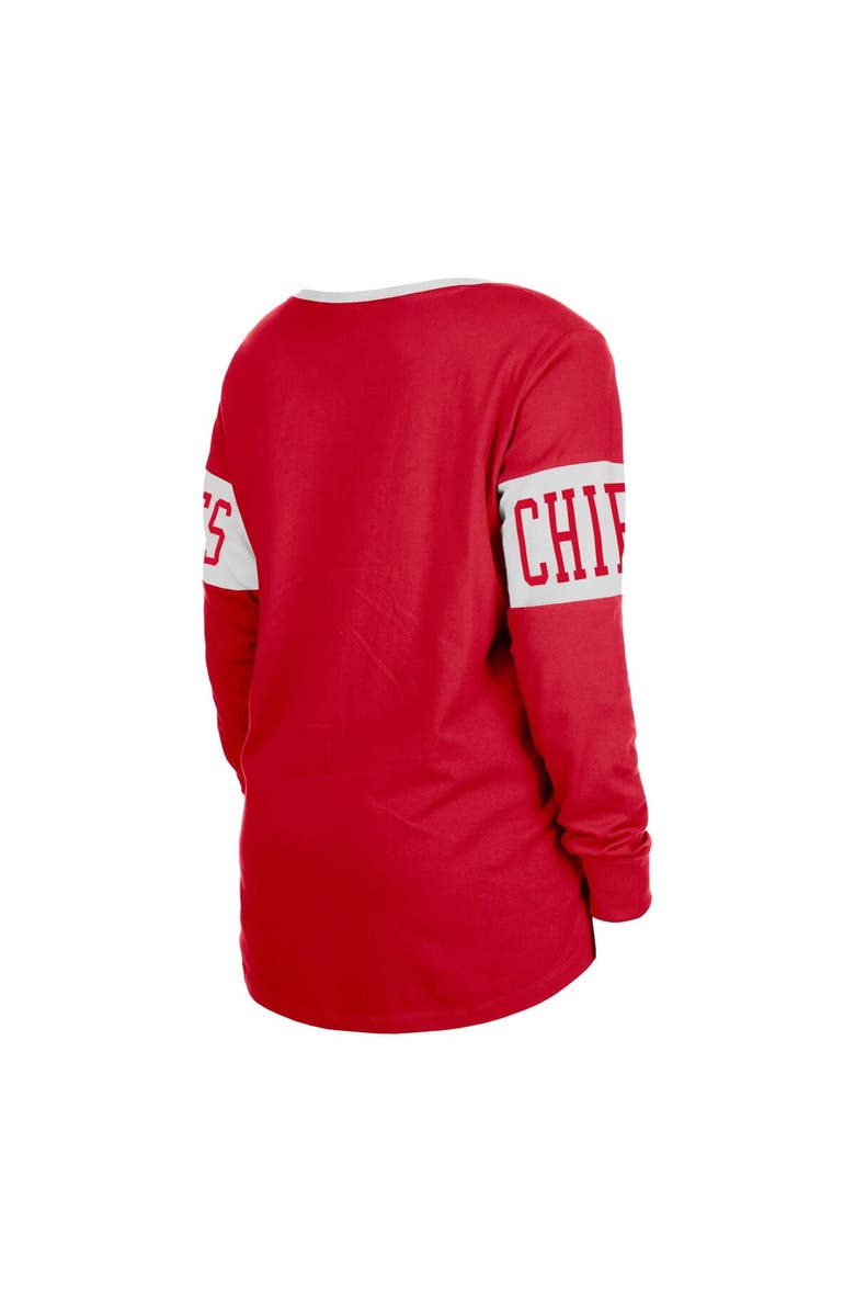 New Era Women's New Era Red Kansas City Chiefs Lace-Up Notch Neck Long Sleeve T-Shirt, Alternate, color, 