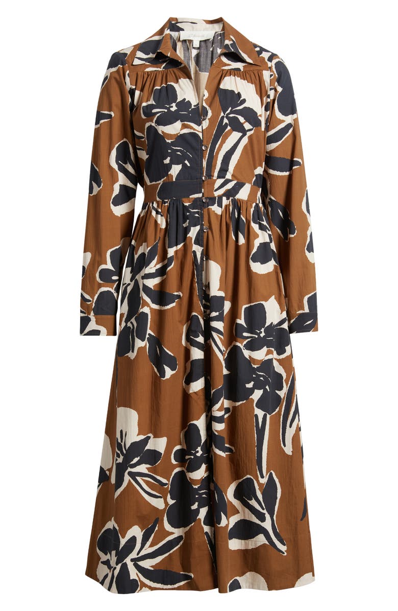 Cleobella Arabella Print Long Sleeve Cotton Poplin Midi Shirtdress, Alternate, color, Smoked Clover