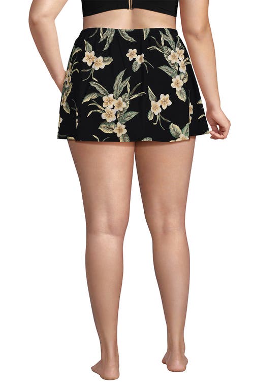 Shop Lands' End Plus Size Slender Suit Swim Skirt In Black Plumeria Floral