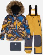Deux par Deux Play Dinosaur Jacket & Reinforced Pants Two Piece Snowsuit