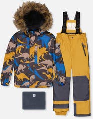 Deux par Deux Play Dinosaur Jacket & Reinforced Pants Two Piece Snowsuit