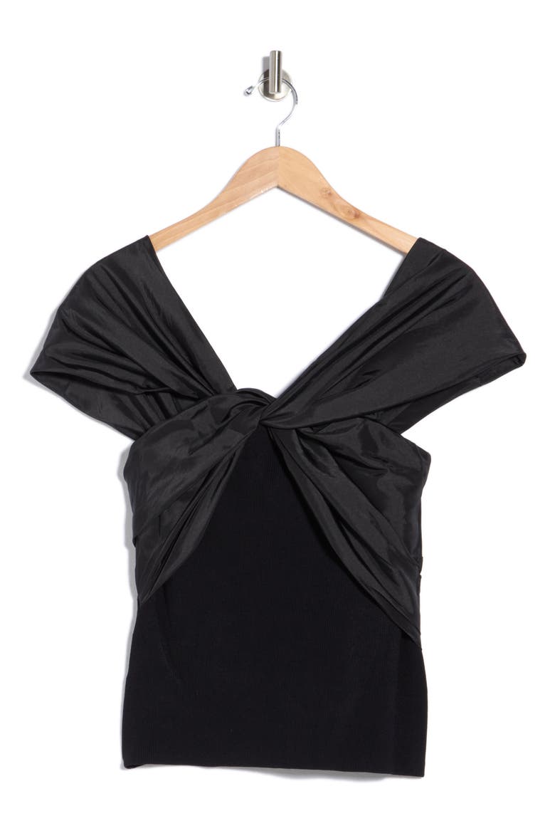 Celiana Mixed Media Top, Main, color, BLACK
