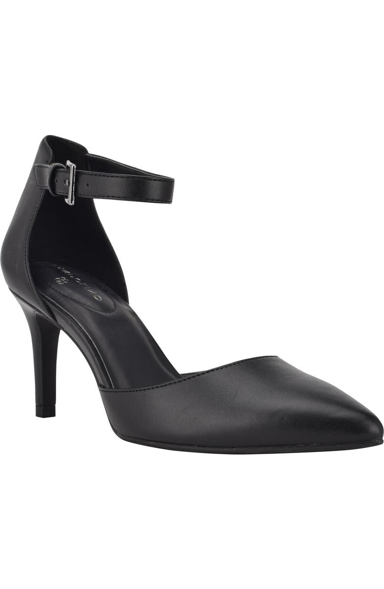 Bandolino Ginata Pointed Toe Ankle Strap Pump, Main, color, Black Nappa - Blkll