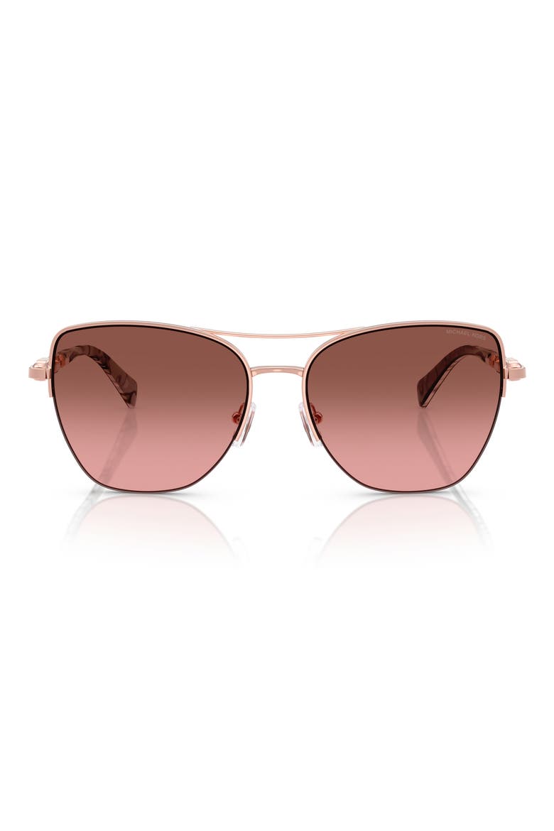 Dorado Beach 57mm Square Sunglasses, Main, color, ROSE GOLD SHINY / BROWN ROSE