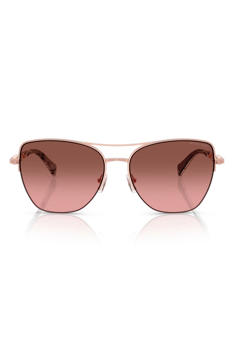 Michael Kors Dorado Beach 57mm Square Sunglasses, Main, color, Rose Gold Shiny / Brown Rose