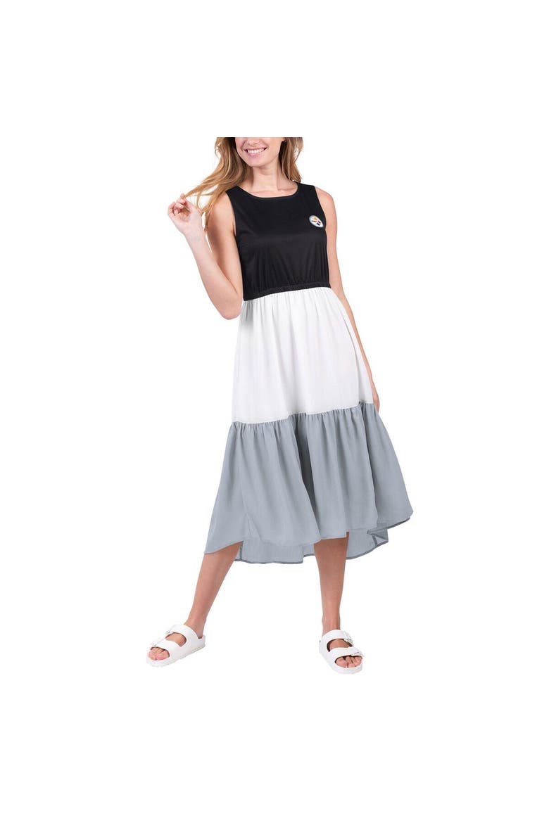 Women's G-III 4Her by Carl Banks Black/Gray Pittsburgh Steelers 12th Inning Colorblock Dress, Main, color, Black