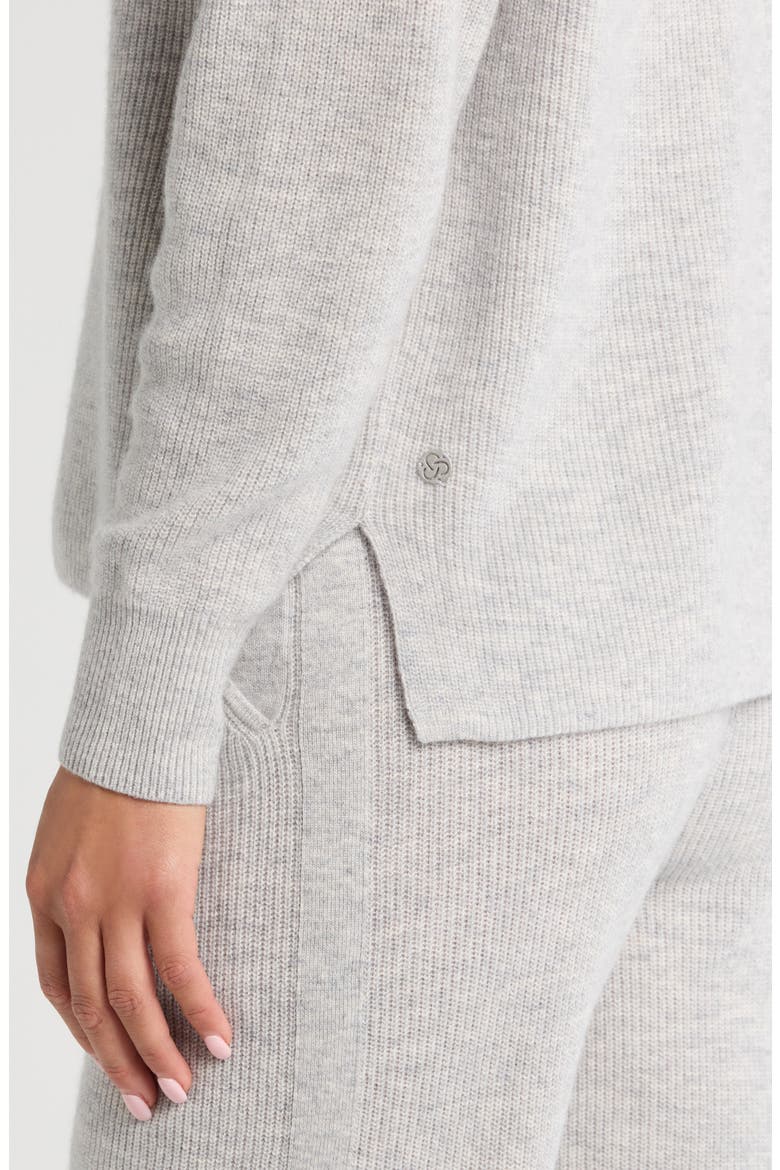 Wool & Cashmere Rib Hoodie, Alternate, color, GREY LIGHT HEATHER