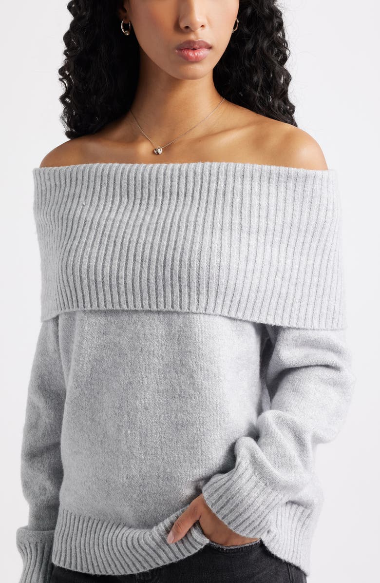 BP. Off the Shoulder Sweater, Alternate, color, Grey Soft Heather