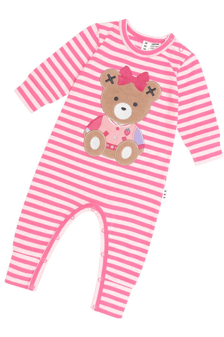 Berry Stripe Sitting Huxette Romper, Alternate, color, Dusty Berry/ Pink Marle