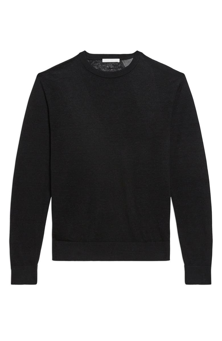 Helmut Lang Sheer Logo Linen Long Sleeve T-Shirt, Alternate, color, Black