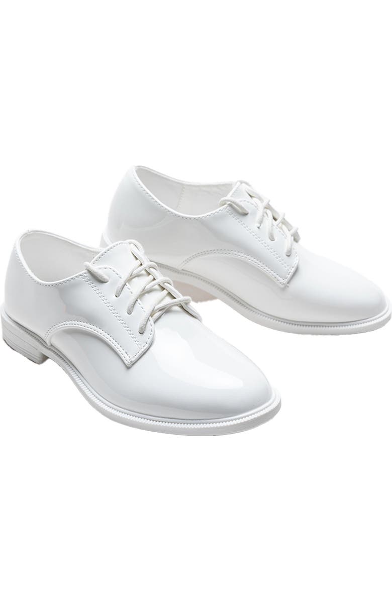 MOUSTACHE Patent Oxford Laced Dress Shoes, Main, color, White