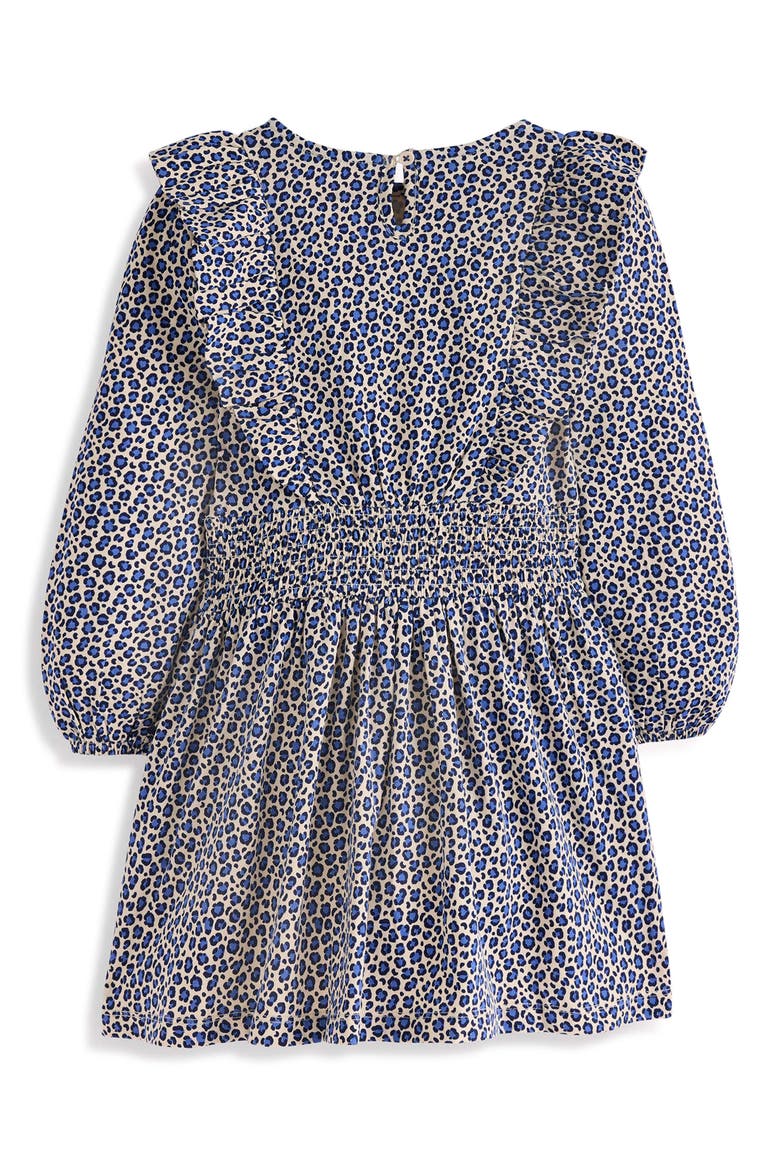 Kids' Shirred Waist Jersey Dress, Alternate, color, BLUE LEOPARD