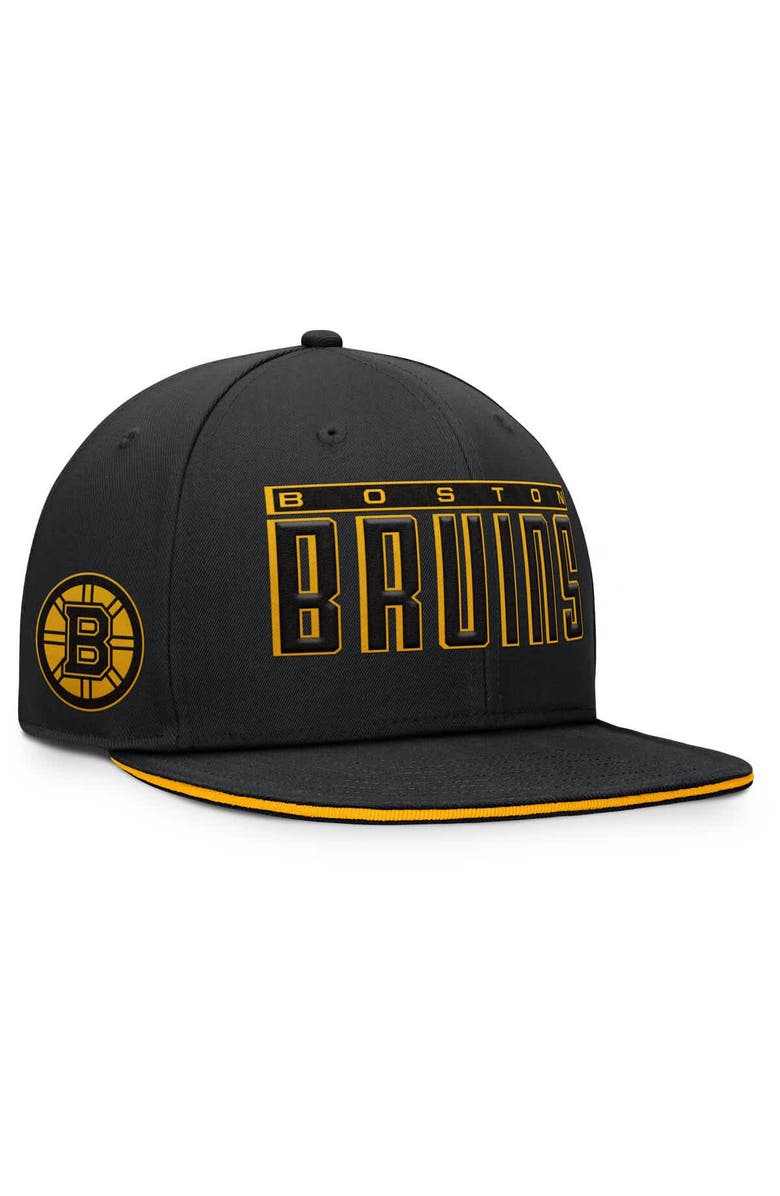 FANATICS Men's Fanatics Black Boston Bruins Fundamental Gino Stack Snapback Hat, Main, color, Black
