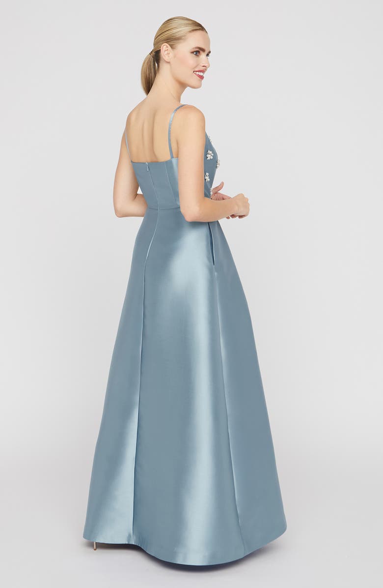 Kay Unger Eloise Embellished Mikado Gown, Alternate, color, Ice Blue