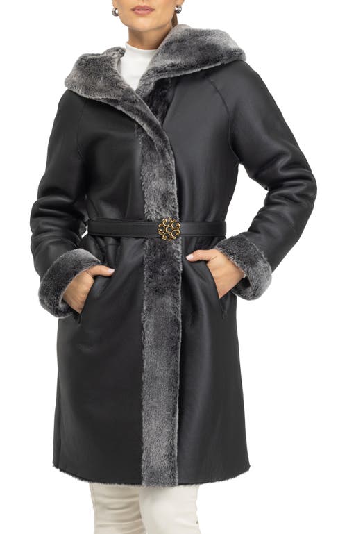 Gorski Merino Shearling Hooded Parka In Black