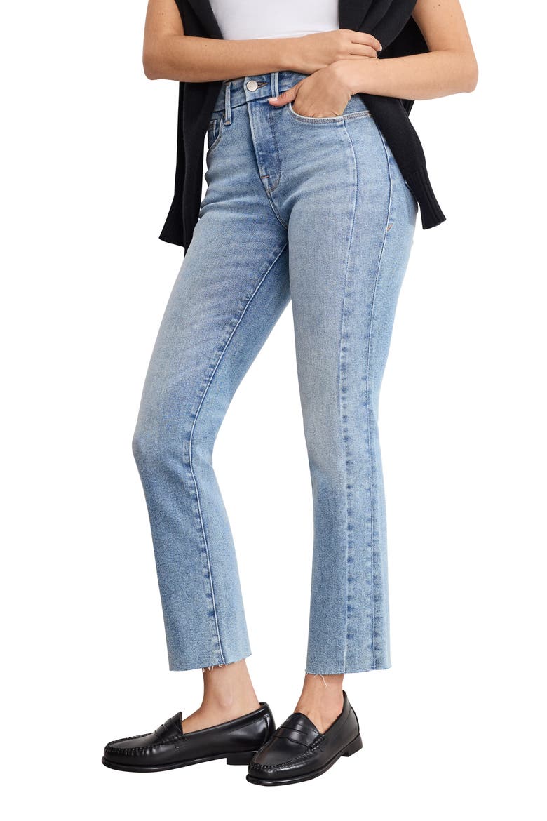 Soft-Tech Good Straight Raw Hem Ankle Straight Leg Jeans, Alternate, color, INDIGO799