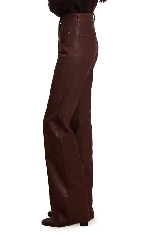 Veronica Beard Crosbie Coated High Waist Slim Wide Leg Jeans In Brown