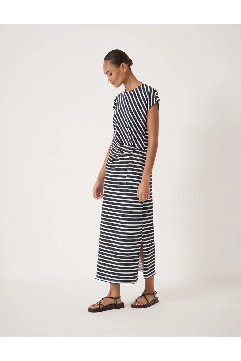 Athena Twist Detail Jersey Dress, Alternate, color, Stripe Navy