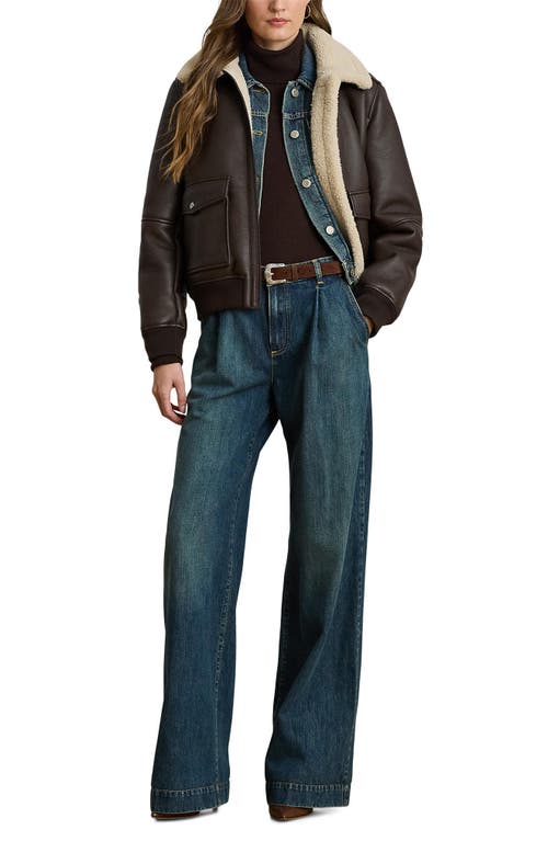 Ralph Lauren Lauren Faux Shearling Bomber Jacket In Brown