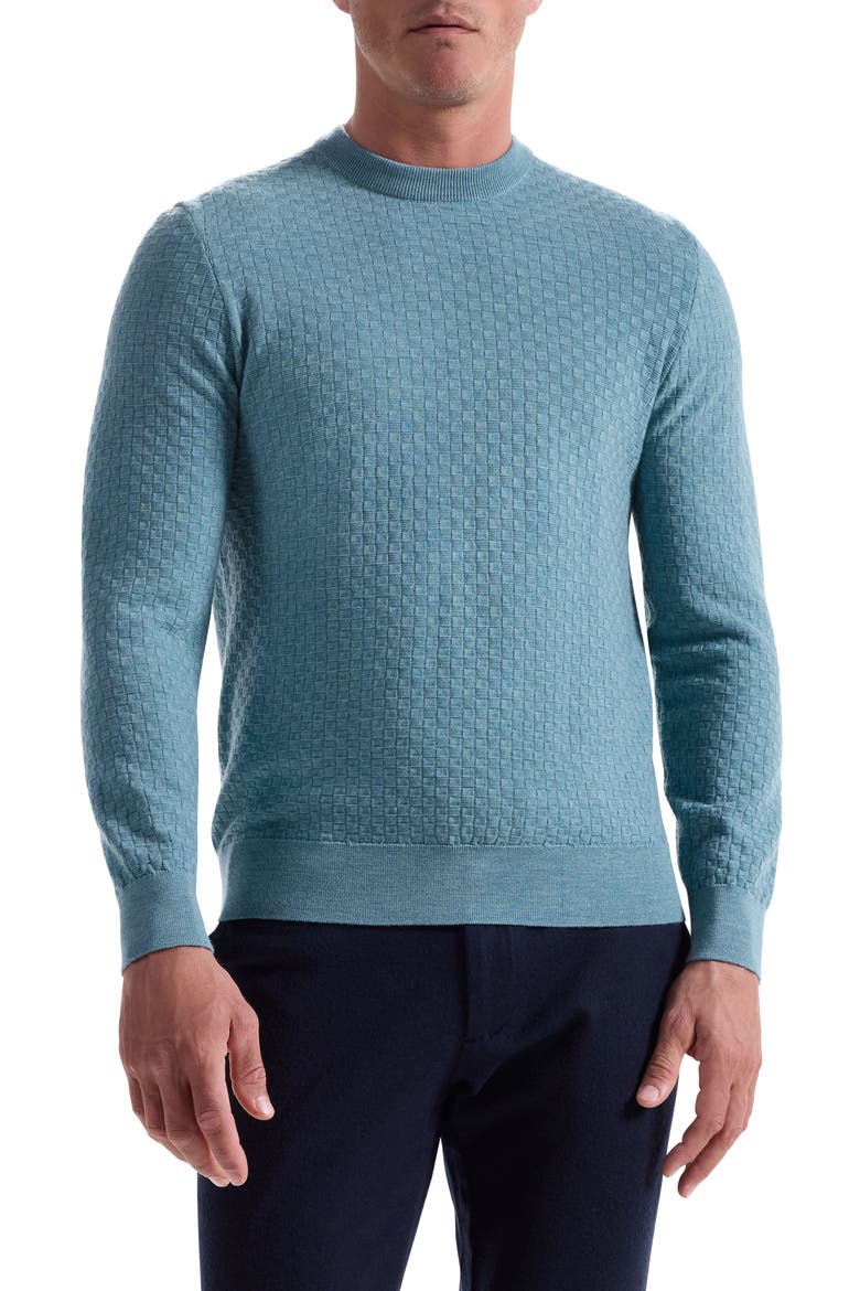 Basketweave Stitch Merino Wool Sweater, Main, color, ALOE