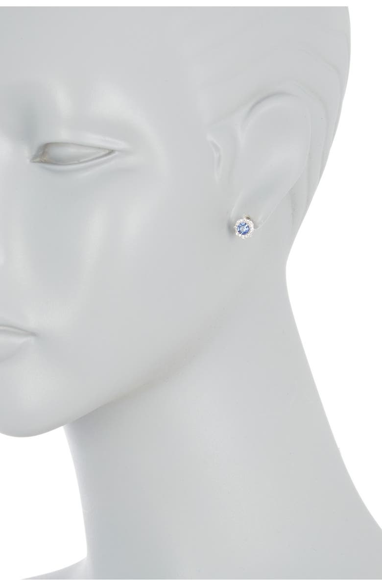 SUZY LEVIAN Sterling Silver Blue Sapphire & White Sapphire Halo Stud Earrings, Alternate, color,